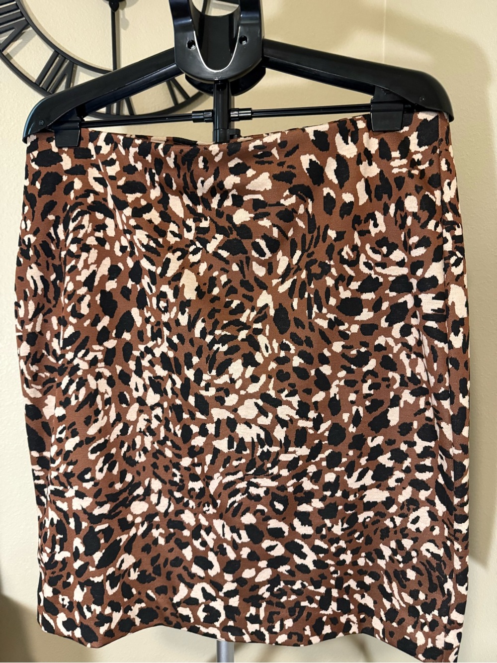 Ann Taylor Factory Brown Black Cream Animal-Print Pencil Skirt